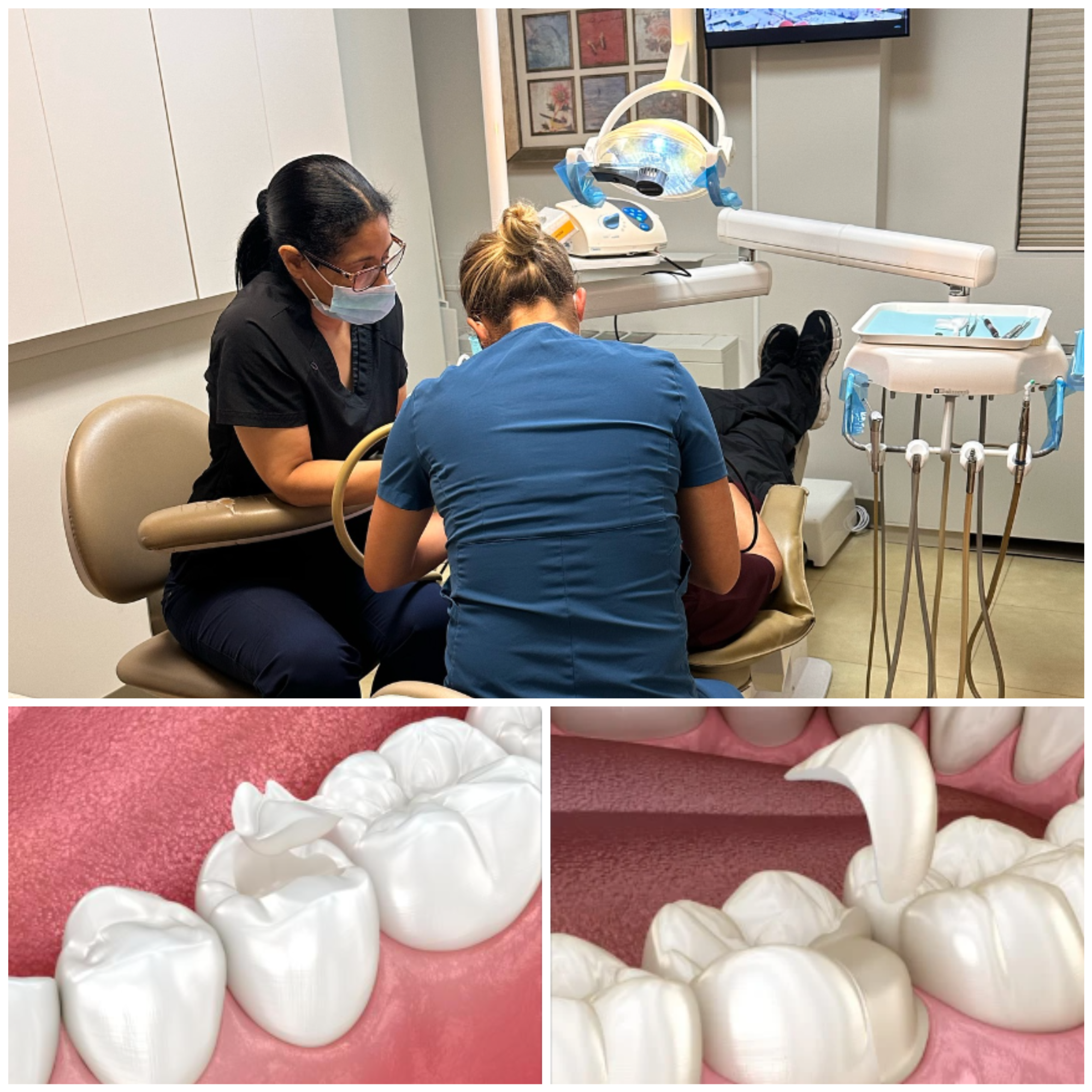 Dentist NYC examining a patient's teeth for inlay and onlay restoration