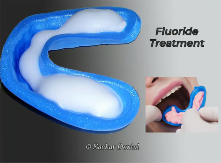 Fluoride treatment application at a New York City dental office