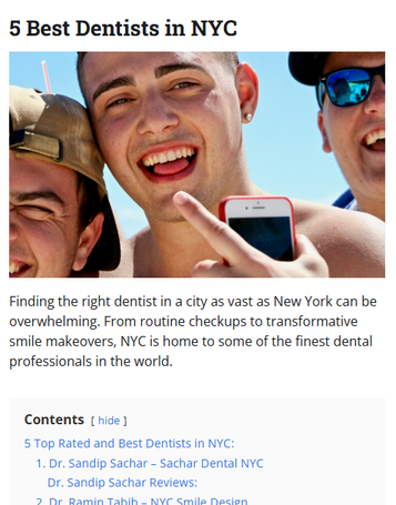 Kev's Best- rated Dr Sachar as best Dentist in NYC